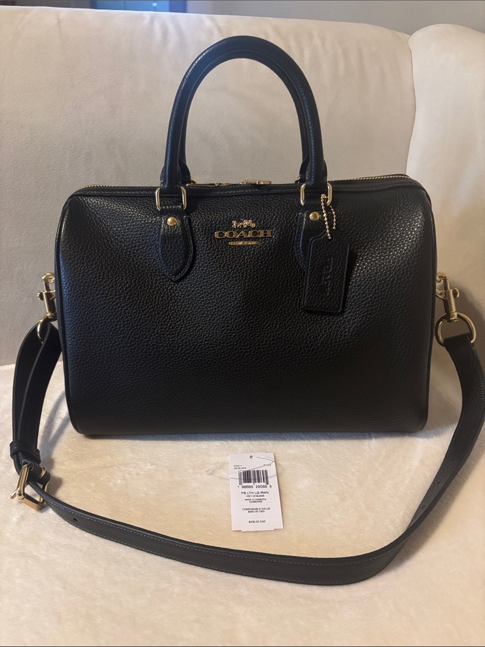Coach Rowan Large Satchel Bag Black / Gold